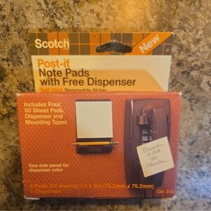 Vintage 1980 Scotch 3x3in Post-it Note Tray Dispenser Desk Or Wall New In Box